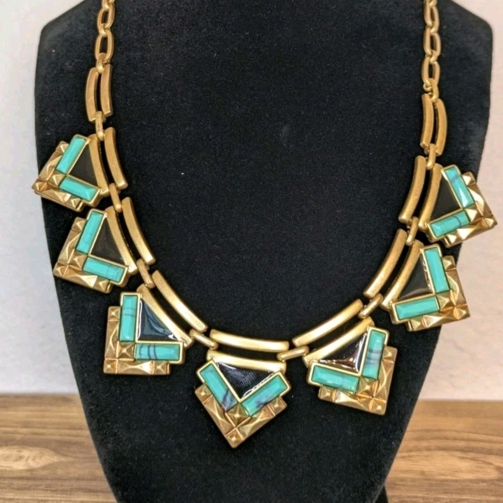 Stella & Dot Gold Necklace with Turquoise Accents